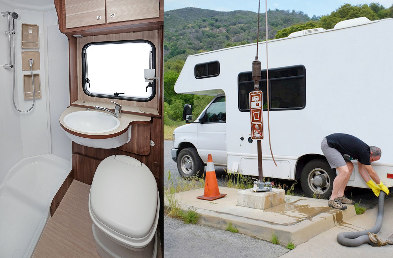 Portable RV/camper toilet and holding tank setup in High Springs, Florida